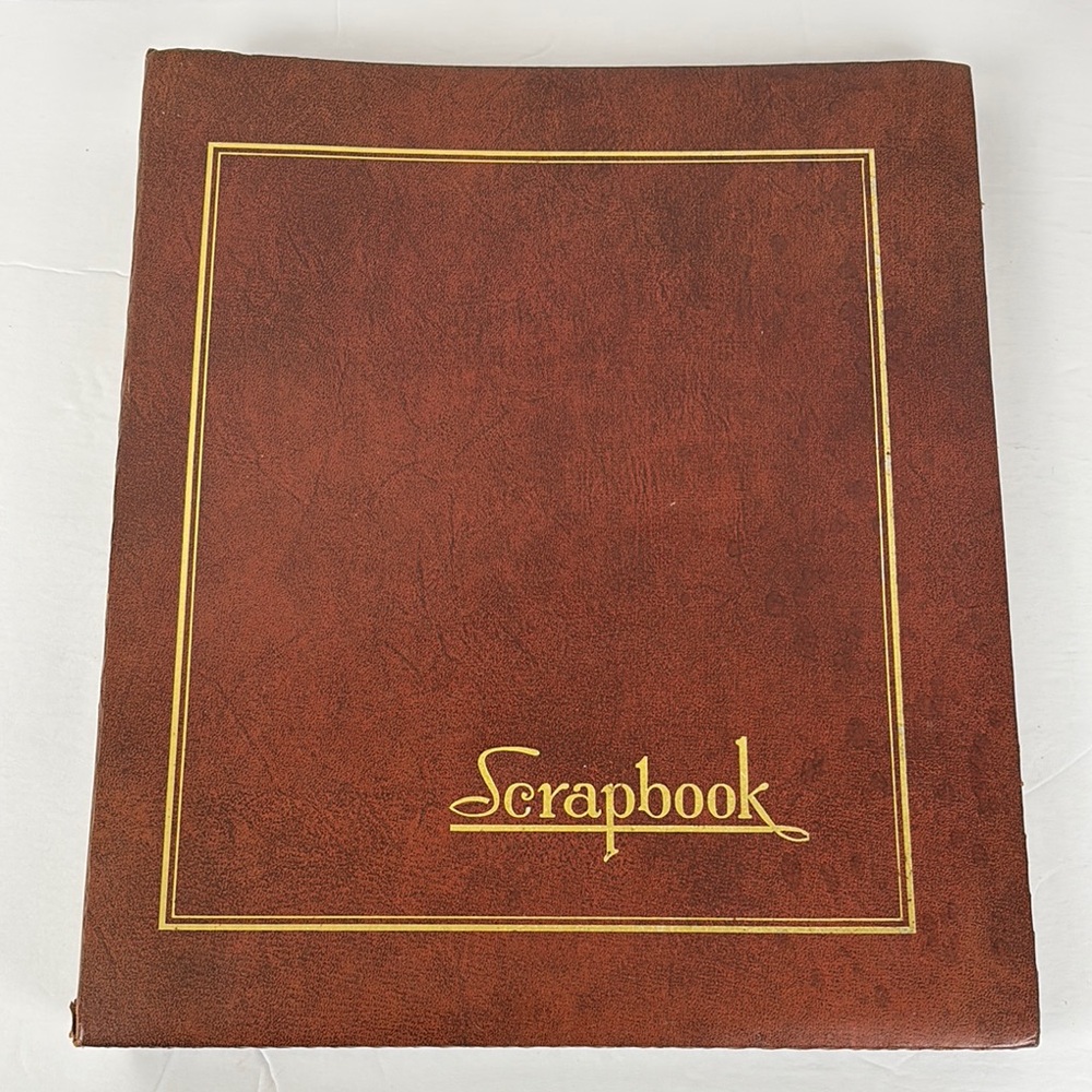 1950s Scrapbook Vintage Book Album Cover Brown with Gold Lettering & Detail HUGE